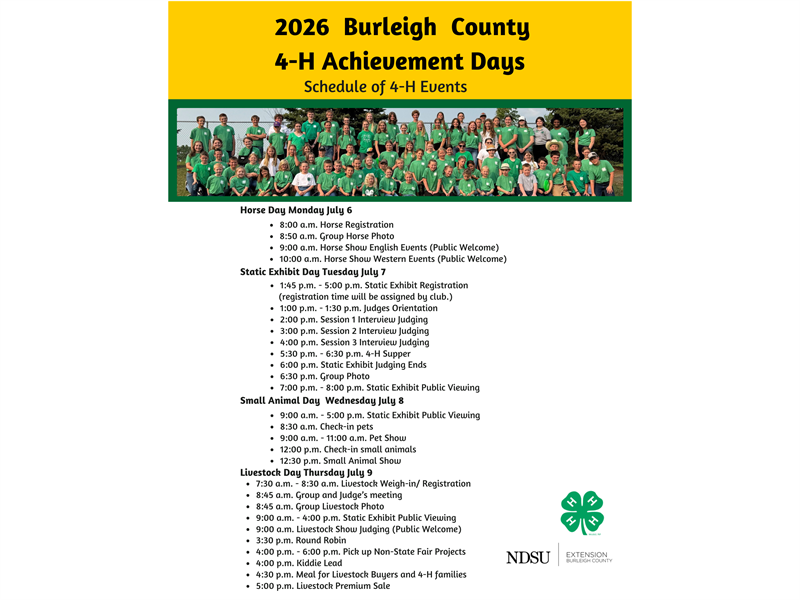 Logo for 2026 Burleigh County Achievement Days